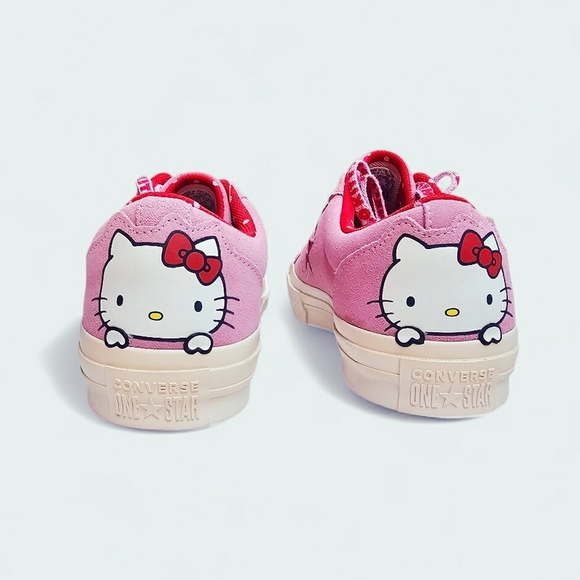 🆕️RARE Converse x Hello Kitty One Star Pink Suede Low Top Lace up Sneakers Shoe - Picture 6 of 16